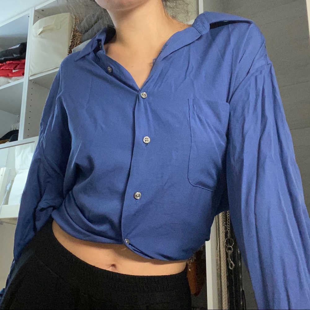 Vintage Oversized blue button down shirt